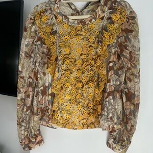 Zara Yellow Floral Lace Blouse
